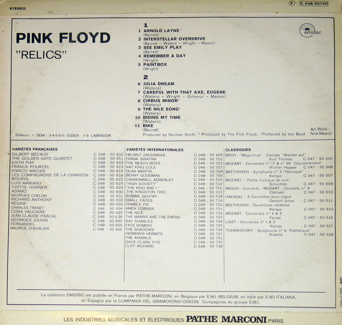 High Resolution Photo #2 PINK FLOYD Relics France2 Emidisc 